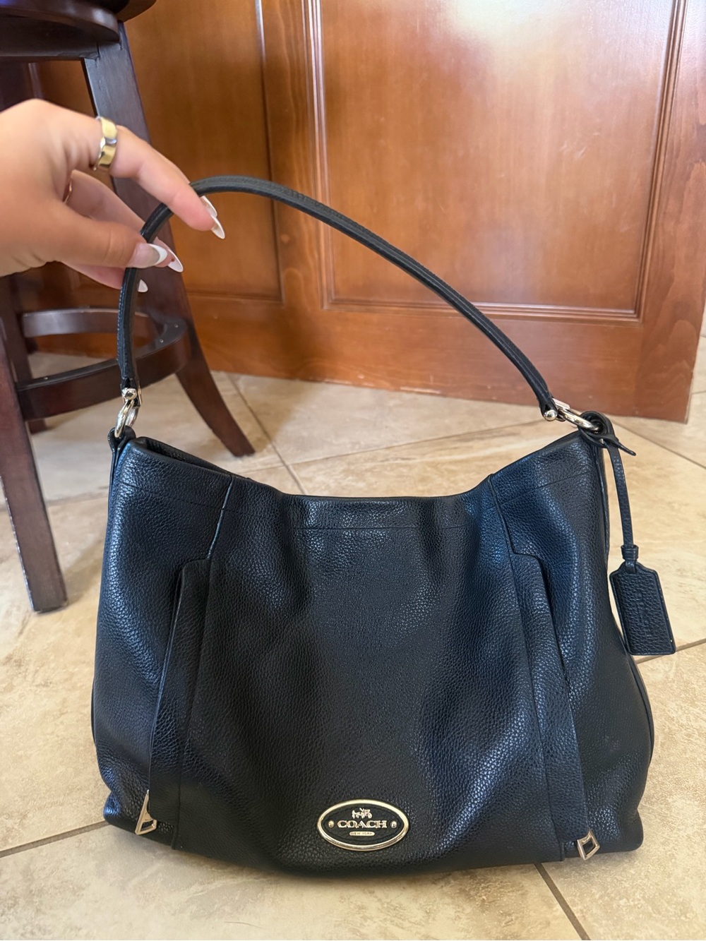 Coach Black Pebbled Leather Hobo Shoulder Bag